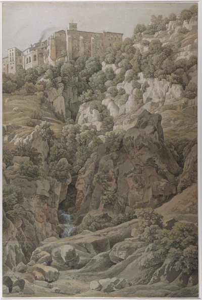Het Benedictijnse klooster van Santa Scholastica nabij Subiaco in de Sabijnse Bergen, 1797 door Johann Christian Reinhart