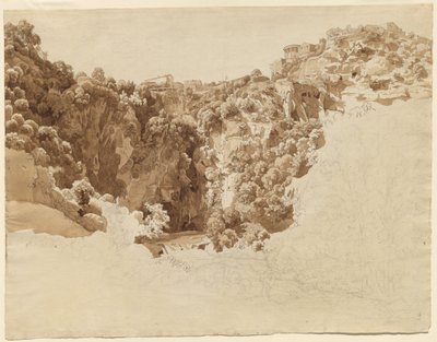 Tivoli en de Tempel van de Sibylle boven de Aniene Kloof door Johann Christian Reinhart