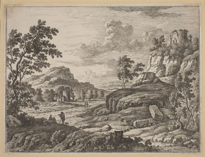 Landschap met twee verwoeste torens door Johann Christoph Dietzsch