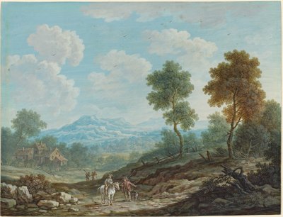 Reizigers in een Brede Vallei door Johann Christoph Dietzsch