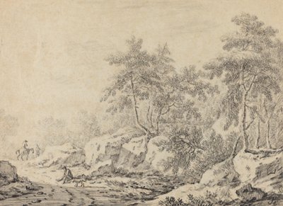 Reizigers in een Rotsachtig Bos door Johann Christoph Dietzsch