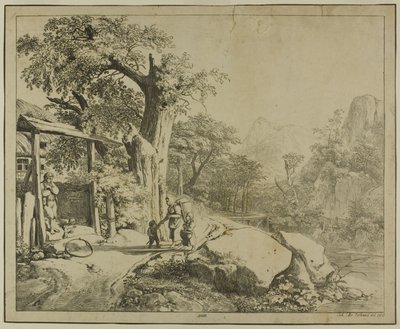 Berglandschap met stafage door Johann Christoph Erhard