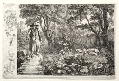 Oude man voor de logbrug door Johann Christoph Erhard