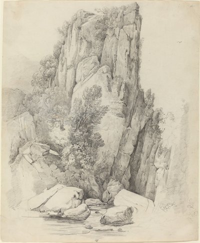 Rotskliffen boven een stroom door Johann Christoph Erhard