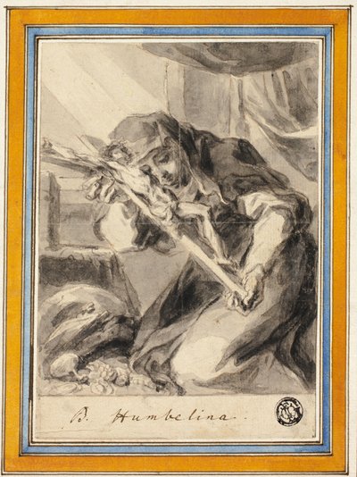 Beata Humbelina met kruisbeeld, c.1700 door Johann Christoph Lischka