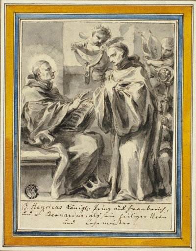 Koning Hendrik van Frankrijk en Sint Bernard van Clairvaux door Johann Christoph Lischka