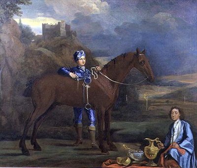 Portret van een renpaard en jockey, c.1690 door Johann Closterman