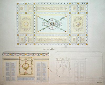 Decoratieve ontwerpen voor het interieur van het Beberbeck-paleis, door Israel Schwalm door Johann Conrad (after) Bromeis