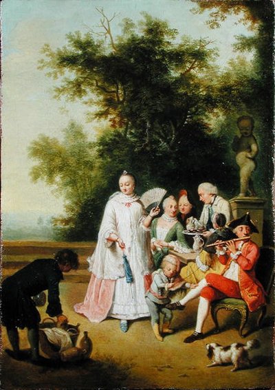Een Fête Champêtre op een Terras door Johann Conrad Seekatz