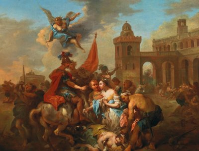 Romulus en Hersilia, ca. 1764-1765 door Johann Conrad Seekatz