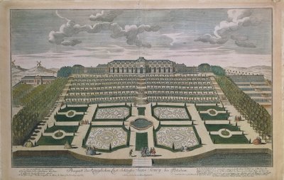 Perspectief van Slot Sanssouci, Potsdam, Duitsland door Johann David Schleuen