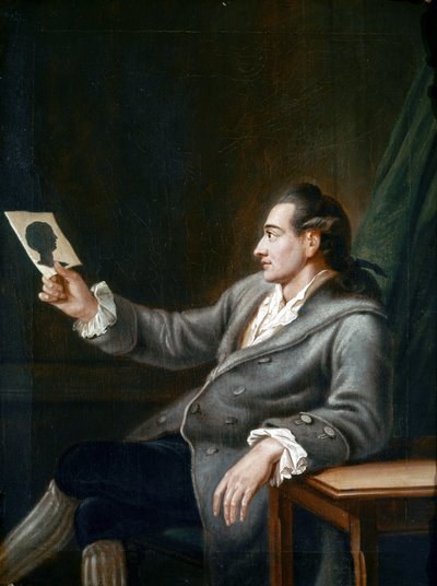 Portret van Goethe kijkend naar een silhouet door Johann Ehrenfried Schumann