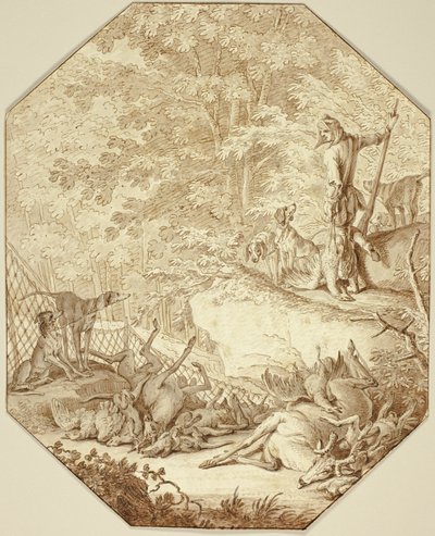 De vlijtige jager, in de lente door Johann Elias Ridinger
