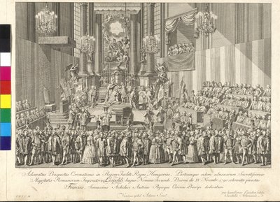 Kroning van keizer Leopold II tot koning van Hongarije in Bratislava op 15 november 1790 door Johann Ernst Mansfeld