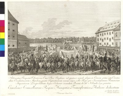 Kroning van keizer Leopold II tot koning van Hongarije in Bratislava op 15 november 1790 door Johann Ernst Mansfeld