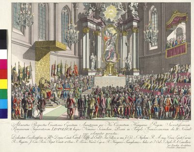 Kroning van keizer Leopold II tot koning van Hongarije in Bratislava op 15 november 1790 door Johann Ernst Mansfeld