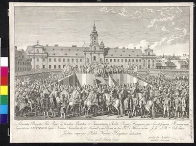 Kroning van Keizer Leopold II tot Koning van Hongarije in Bratislava op 15 november 1790 door Johann Ernst Mansfeld