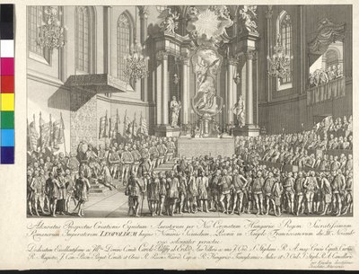 Kroning van keizer Leopold II tot koning van Hongarije in Bratislava op 15 november 1790 door Johann Ernst Mansfeld