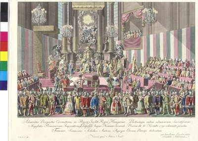 Kroning van keizer Leopold II tot koning van Hongarije in Bratislava op 15 november 1790 door Johann Ernst Mansfeld