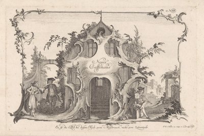 Koffiehuis met ruziënd paar door Johann Esaias Nilson