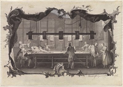 Dames en Heren die Biljart Spelen door Johann Esaias Nilson