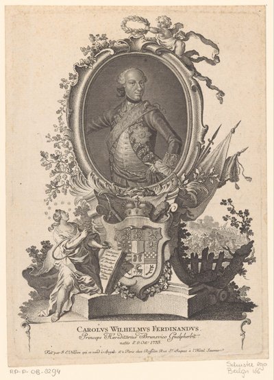 Portret van Karel Willem Ferdinand van Brunswijk-Wolfenbüttel door Johann Esaias Nilson