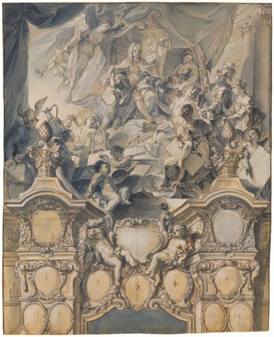 De kunsten en krachten brengen hulde aan keizer Karel VI door Johann Evangelist Holzer