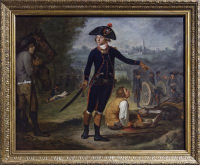 Artillerieofficier bij de belegering van een stad, ca. 1795 door Johann Friedrich (after) Dryander