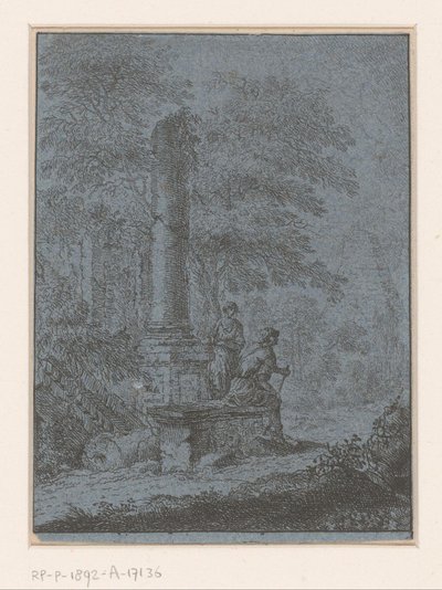 Landschap met ruïnes en twee figuren door Johann Friedrich Alexander Thiele