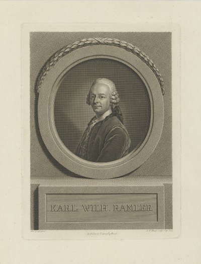 Portret van Karl Wilhelm Ramler 1725-1798, 1774 door Johann Friedrich Bause