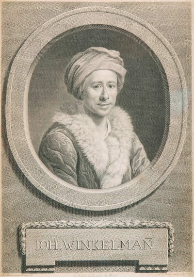 Portret van de kunsthistoricus en archeoloog Johann Joachim Winckelmann door Johann Friedrich Bause