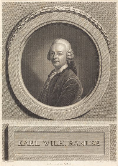 Karl Ramler door Johann Friedrich Bause after Anton Graff