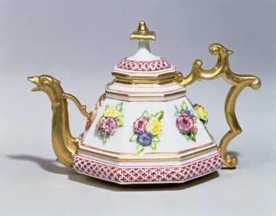 Meissen achthoekige theepot, ca. 1718 (porselein) door Johann Friedrich Bottger