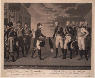 Tilsit Ontmoeting van Drie Monarchen in juli 1807, 1808 door Johann Friedrich Jügel