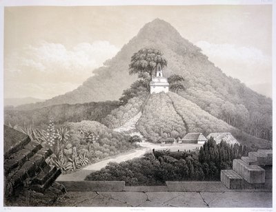 Schilderachtig uitzicht bij de Tempel van het Kruis, Palenque, plaat 20 uit 