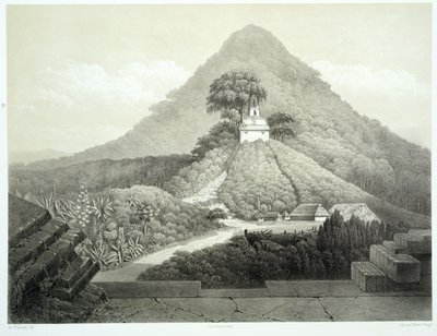 Schilderachtig uitzicht bij de Tempel van het Kruis, Palenque, plaat 20 uit 