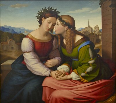 Italia en Germania Sulamith en Maria, 1828 door Johann Friedrich Overbeck
