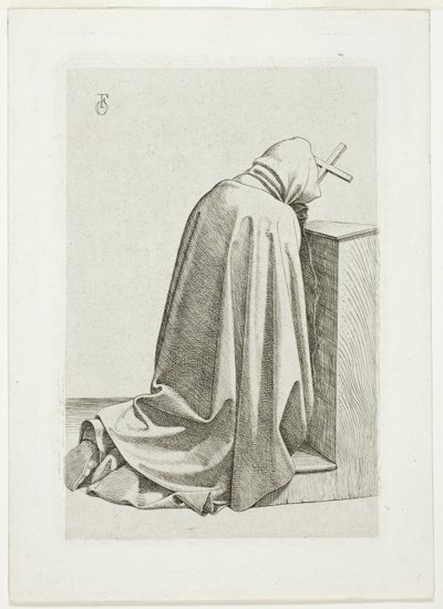 Geknielde pelgrim met kruis en boek door Johann Friedrich Overbeck