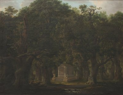 Monument in een eikenbos door Johann Friedrich Weitsch