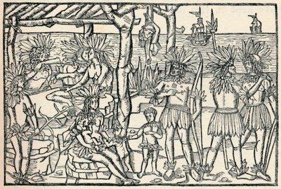 De eerste voorstelling van de mensen van de Nieuwe Wereld, 1505, 1912 door Johann Froschauer