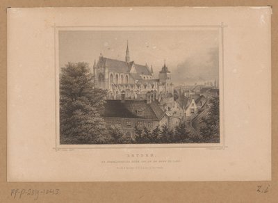 Gezicht op de Hooglandse Kerk te Leiden door Johann Gabriel Friedrich Poppel
