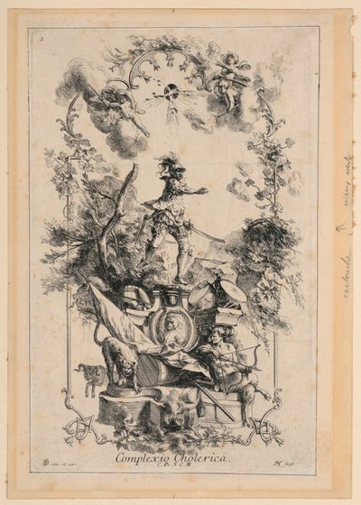 Ontwerp voor een Paneel dat het Cholerische Temperament Voorstelt door Johann Georg Bergmuller