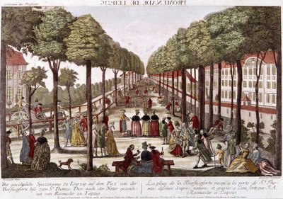 De Leipzig promenade aan het einde van de 18e eeuw. Gravure door Rosmesler & Bergmuller door Johann Georg Bergmuller