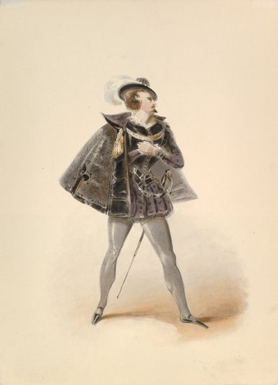 Kostuumstudie voor Belmonte in de ontvoering uit het serail door W.A. Mozart, ca. 1830-50 door Johann Georg Christoph Fries