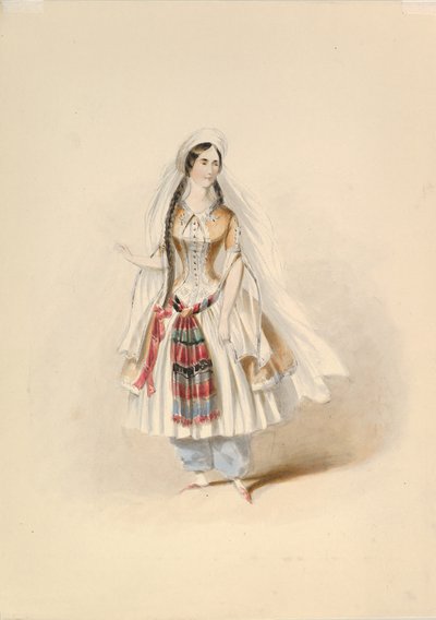 Kostuumstudie voor Blonde in de Ontvoering uit het Serail door W.A. Mozart, ca. 1830-50 door Johann Georg Christoph Fries