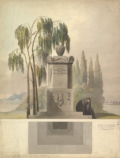 Ontwerp voor een Graf, Rothgeisser in Neurenberg Elevatie en Grondplan, 1826 door Johann Georg Dürschner