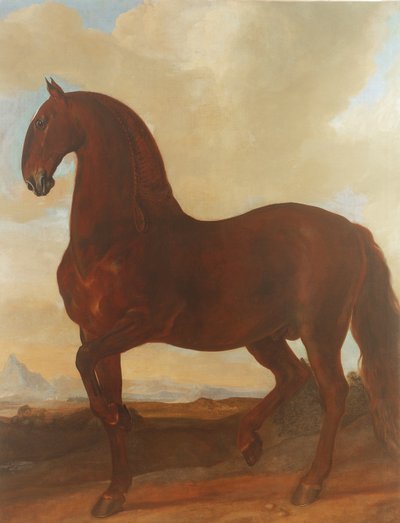 De Bruine Hengst bij de Eisgruber Stoeterij door Johann Georg Hamilton
