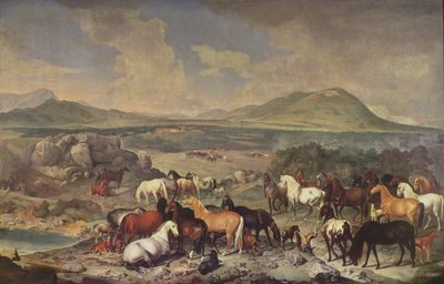 De Keizerlijke Stoeterij met Lipizzaner Paarden door Johann Georg Hamilton