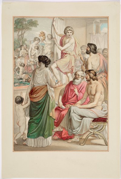 De schilder Zeuxis toont zijn centaurenschilderij door Johann Georg Hiltensperger