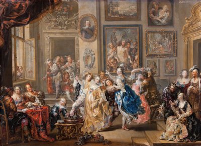 Dansscène in paleis door Johann Georg Platzer
